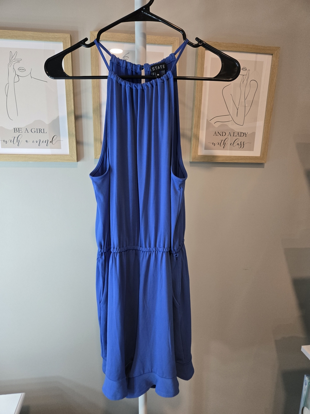 🌞🌺1. State Royal Blue Halter Romper with Elastic Waist